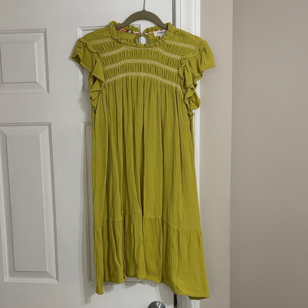 Umgee Chartreuse Green Smocked dress